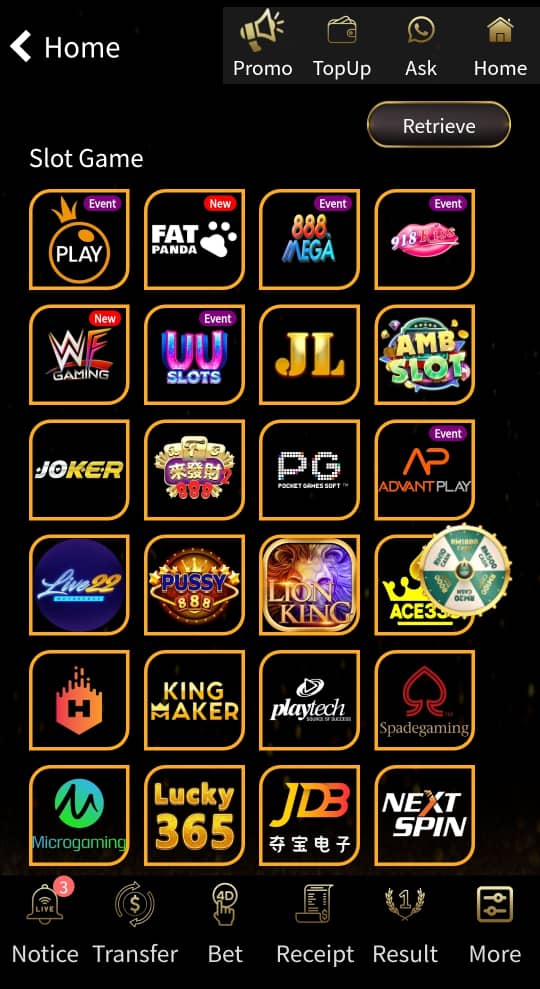 Senarai Permainan di Aladdin99 (Game list)