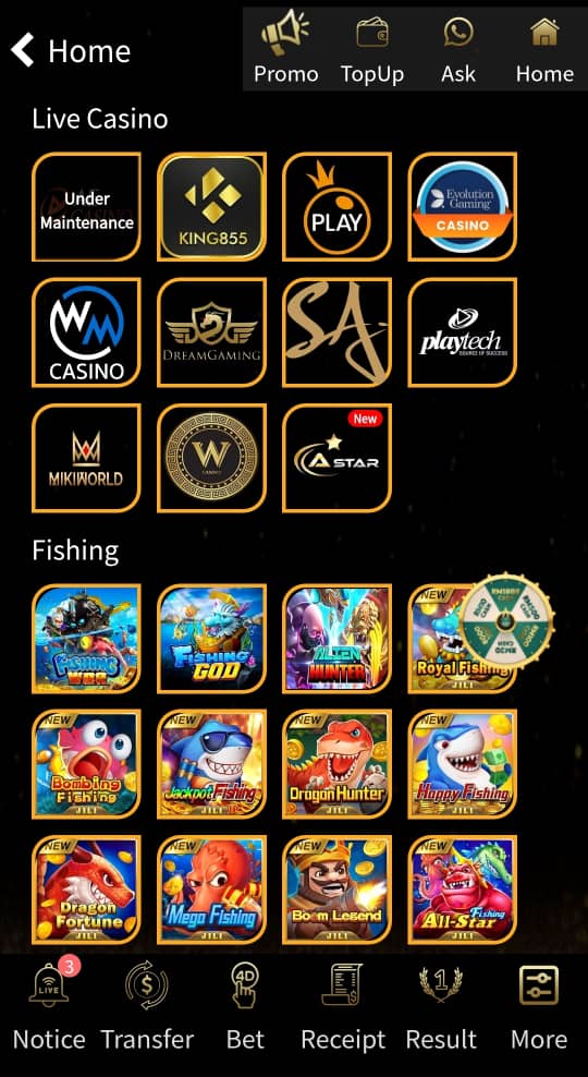 Senarai Permainan di Aladdin99 (Game list)