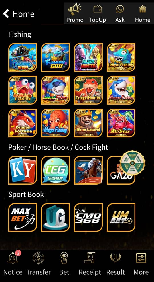 Senarai Permainan di Aladdin99 (Game list)